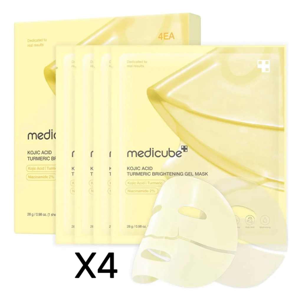 MEDICUBE Máscara Facial Iluminadora em Gel com Ácido Kójico e Cúrcuma (Caixa x4) 28gx4